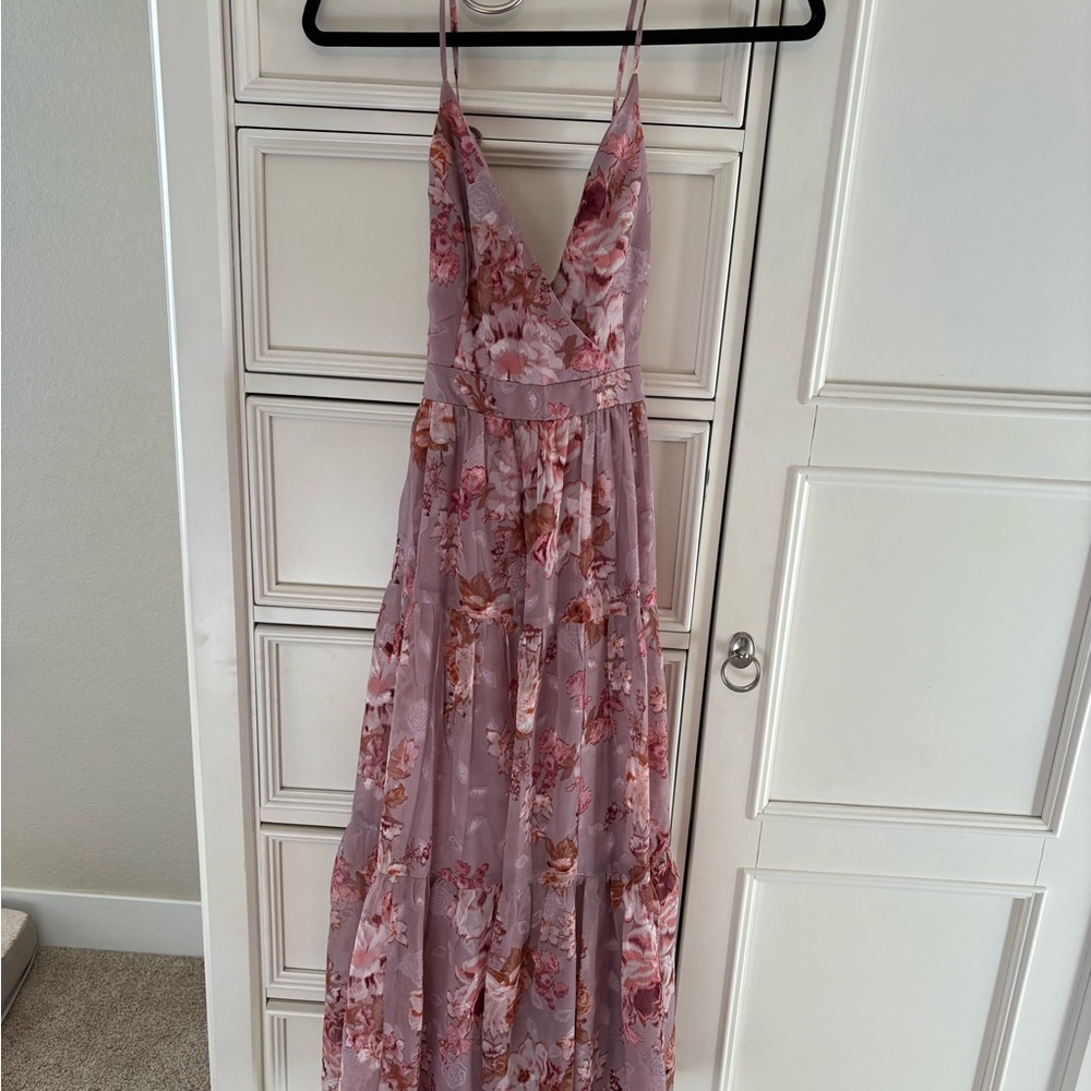 Lulu's Blush Floral Maxi Dress
